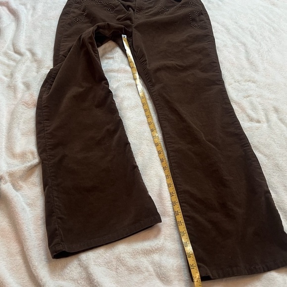 Chaps Bootcut High Ride Corduroy Pants Chino Solid Brown Embellished Size 16 - Picture 6 of 7